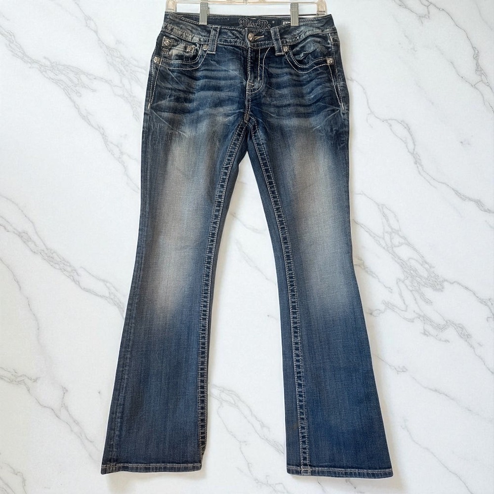 Miss Me Jeans‎ Womens 27 Boot Cut Embellished Pockets Dark Wash Denim